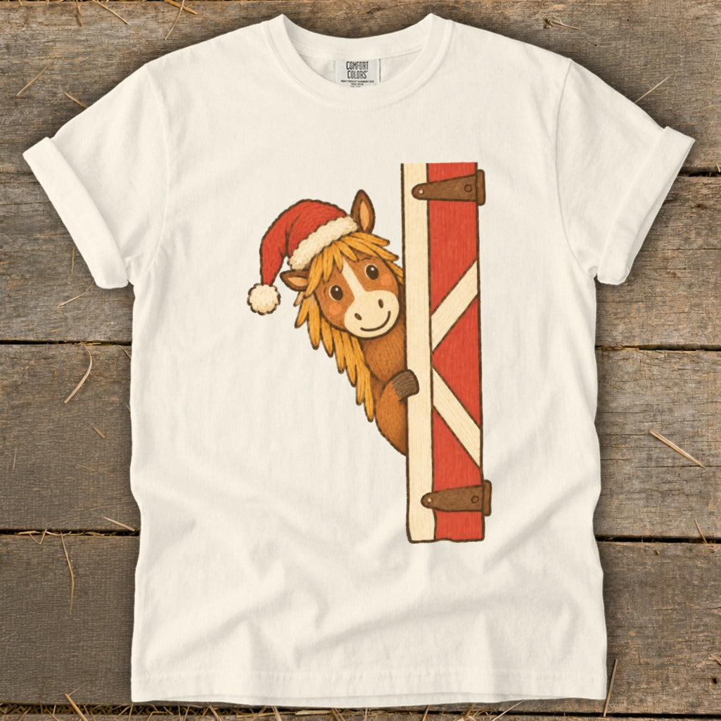 Peeking Santa Horse Signature Tee