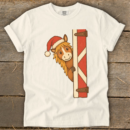 Peeking Santa Horse Signature Tee