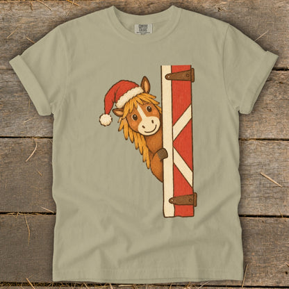 Peeking Santa Horse Signature Tee