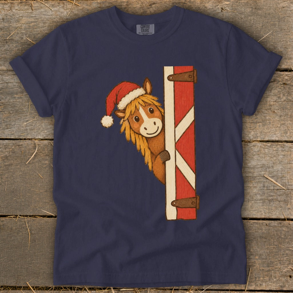 Peeking Santa Horse Signature Tee