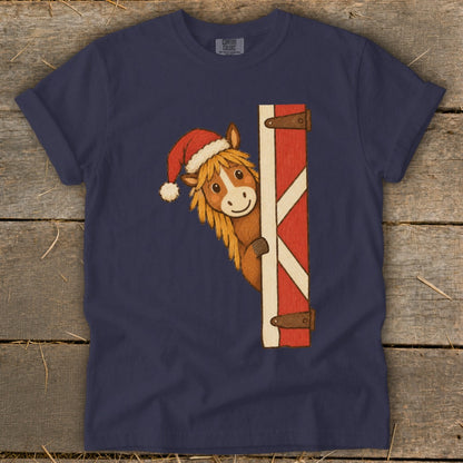 Peeking Santa Horse Signature Tee