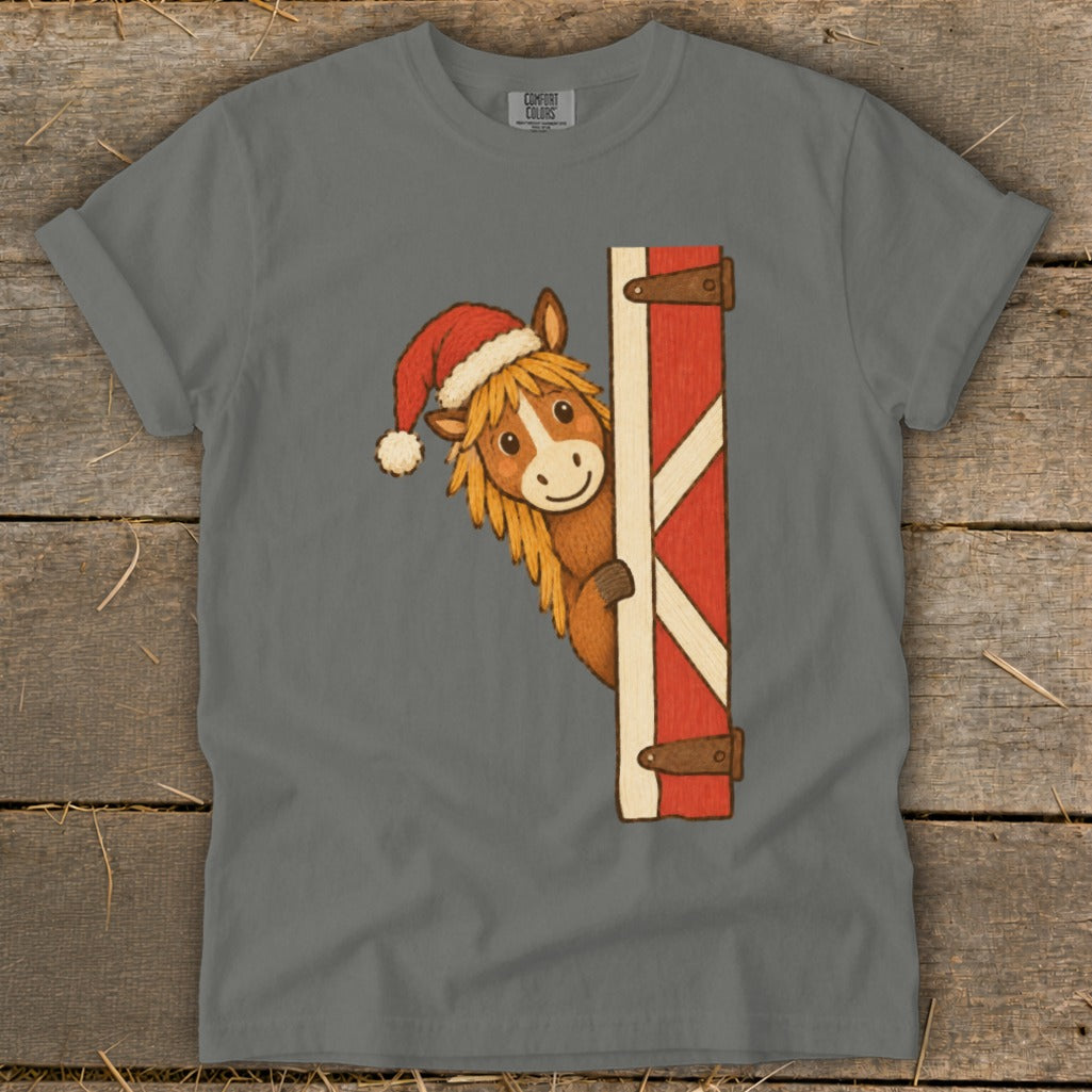 Peeking Santa Horse Signature Tee