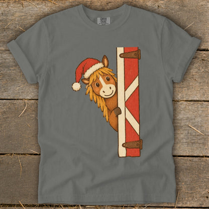 Peeking Santa Horse Signature Tee