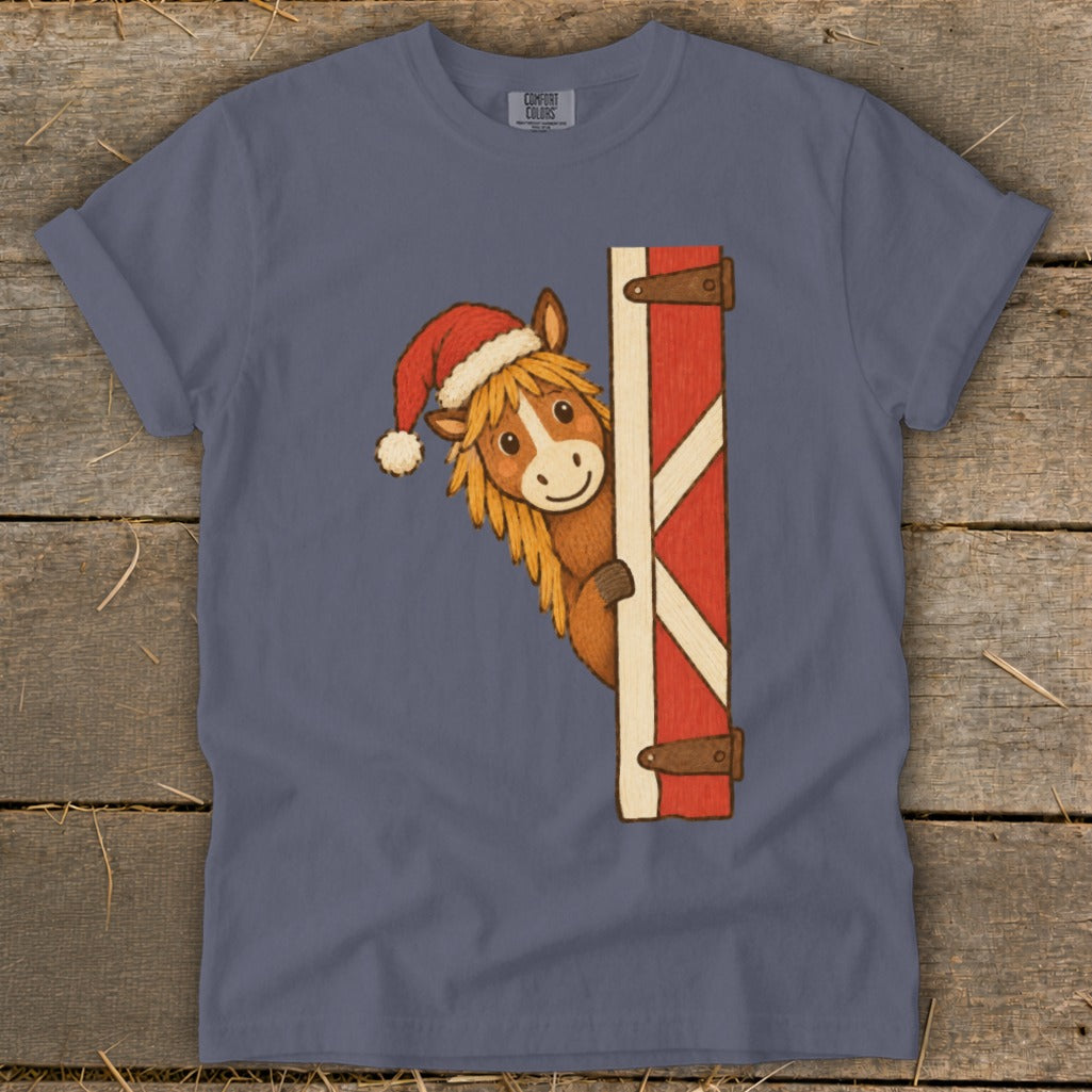 Peeking Santa Horse Signature Tee