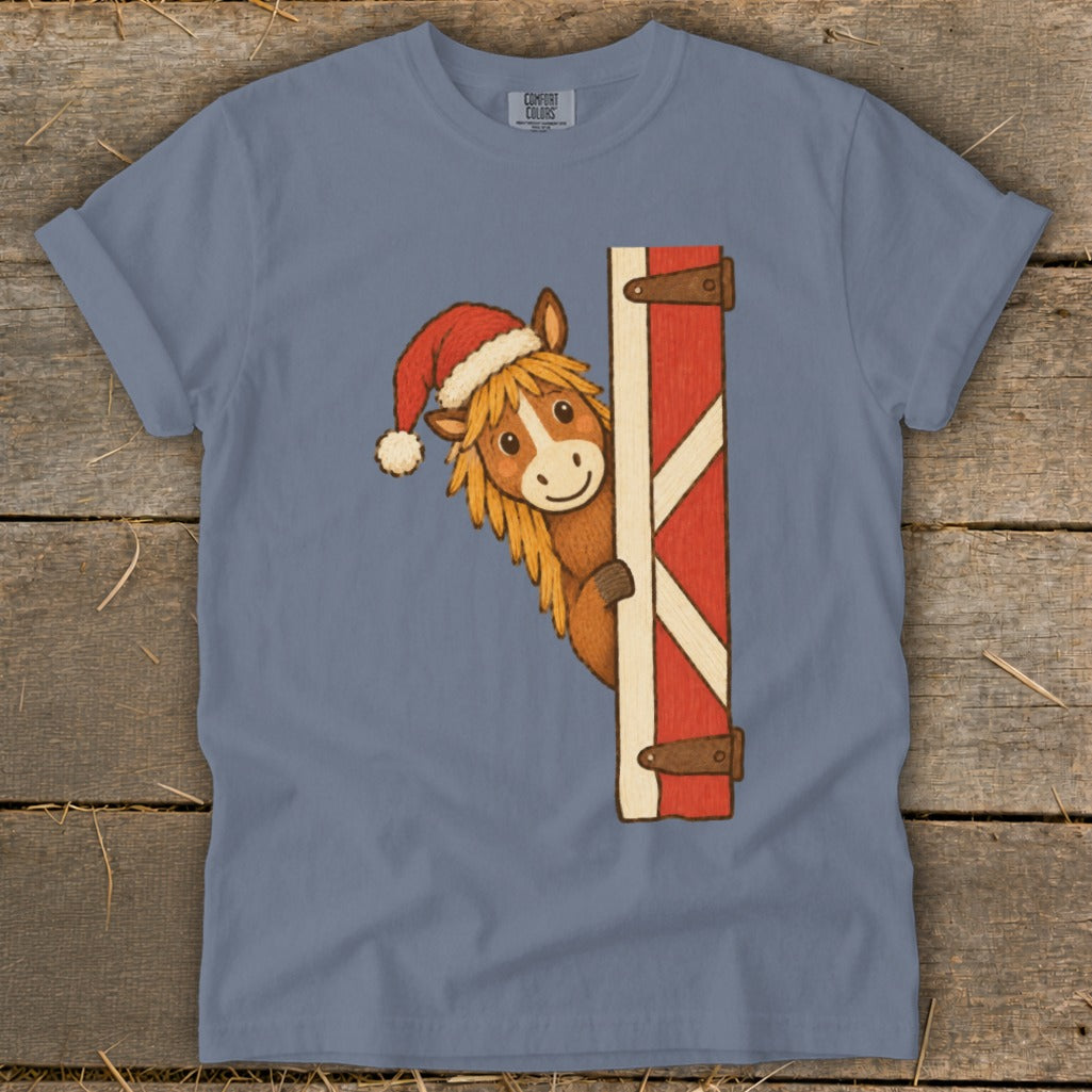 Peeking Santa Horse Signature Tee