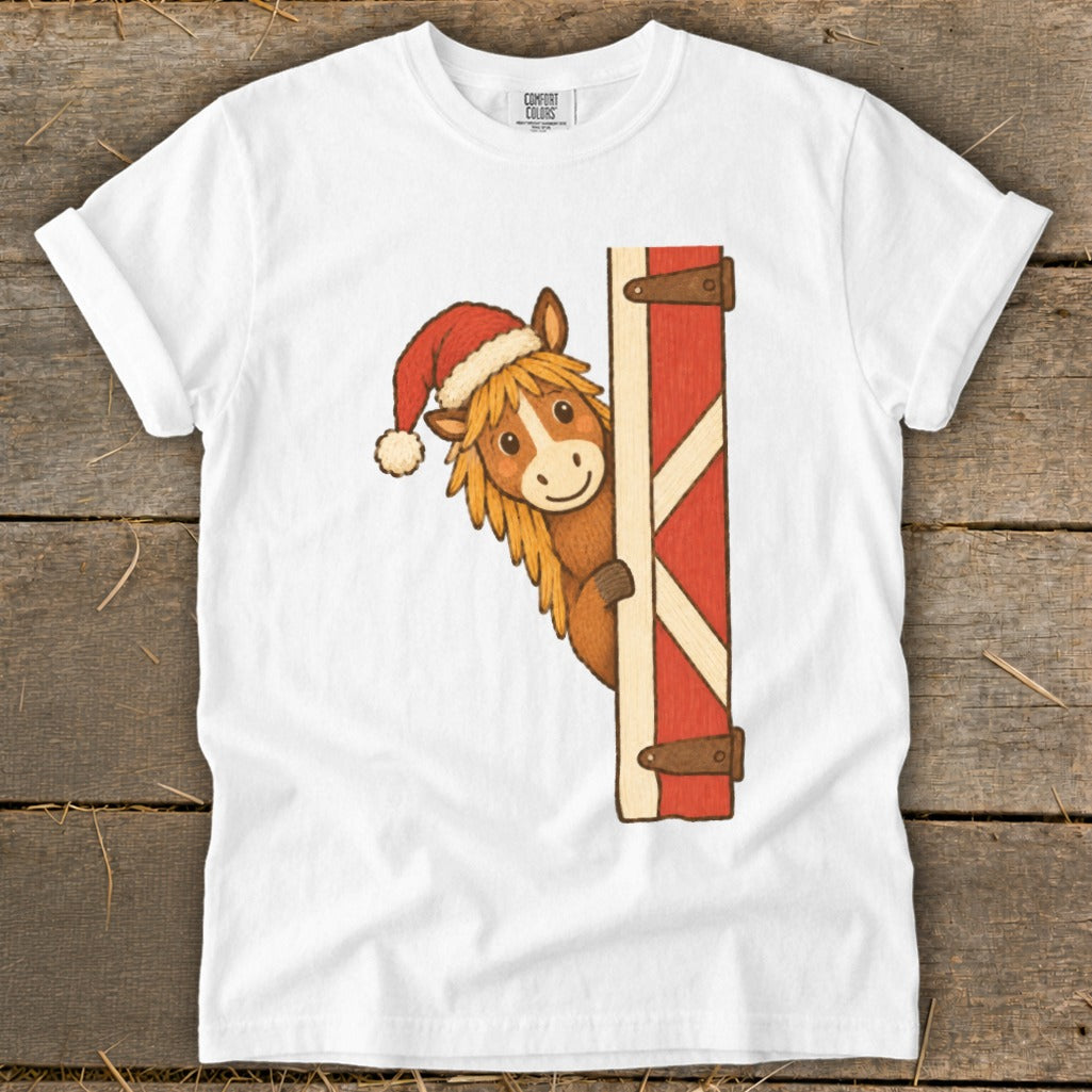 Peeking Santa Horse Signature Tee
