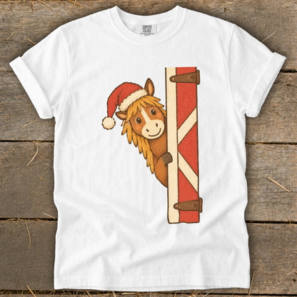 Peeking Santa Horse Signature Tee