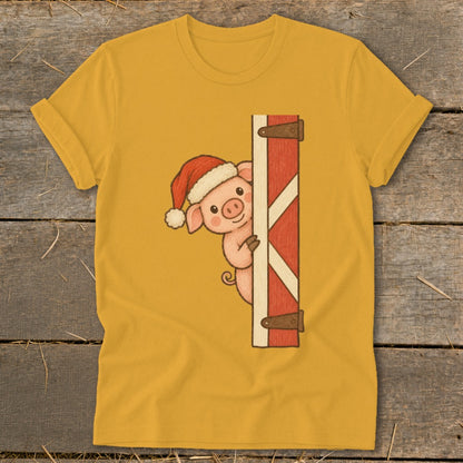 Peeking Santa Pig Softstyle Tee