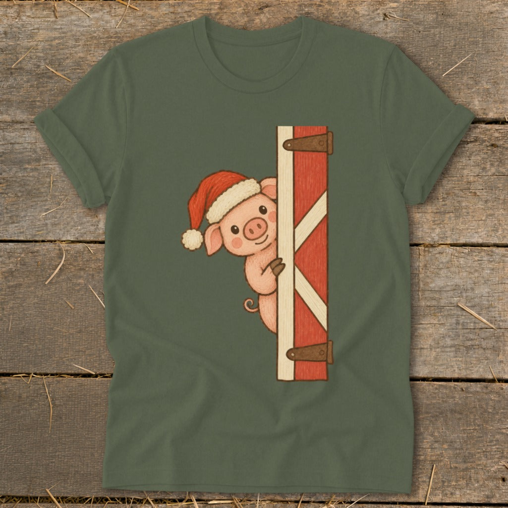 Peeking Santa Pig Softstyle Tee