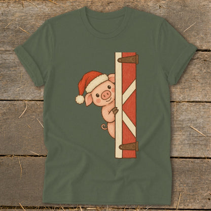 Peeking Santa Pig Softstyle Tee