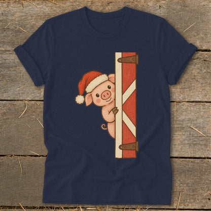 Peeking Santa Pig Softstyle Tee