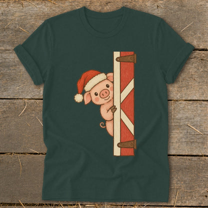 Peeking Santa Pig Softstyle Tee