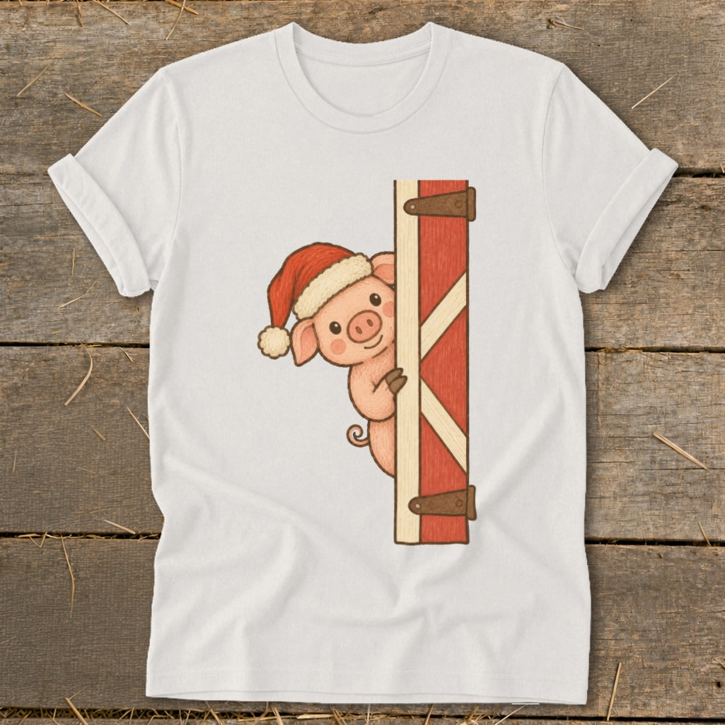 Peeking Santa Pig Softstyle Tee