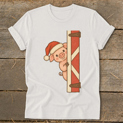 Peeking Santa Pig Softstyle Tee
