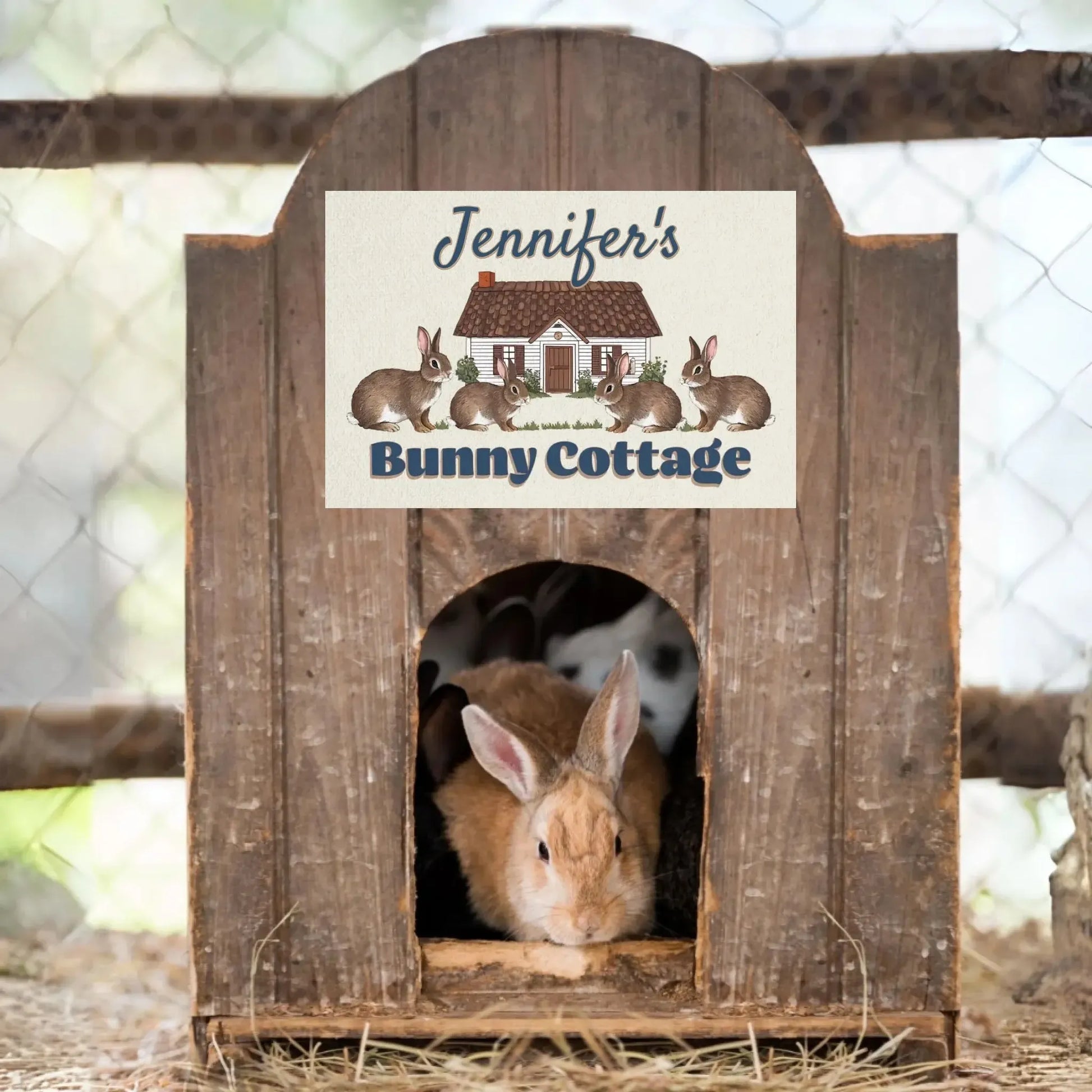 Personalized Bunny Cottage - Rabbit Hutch Sign