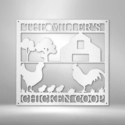 Personalized Chicken Coop Metal Art Sign