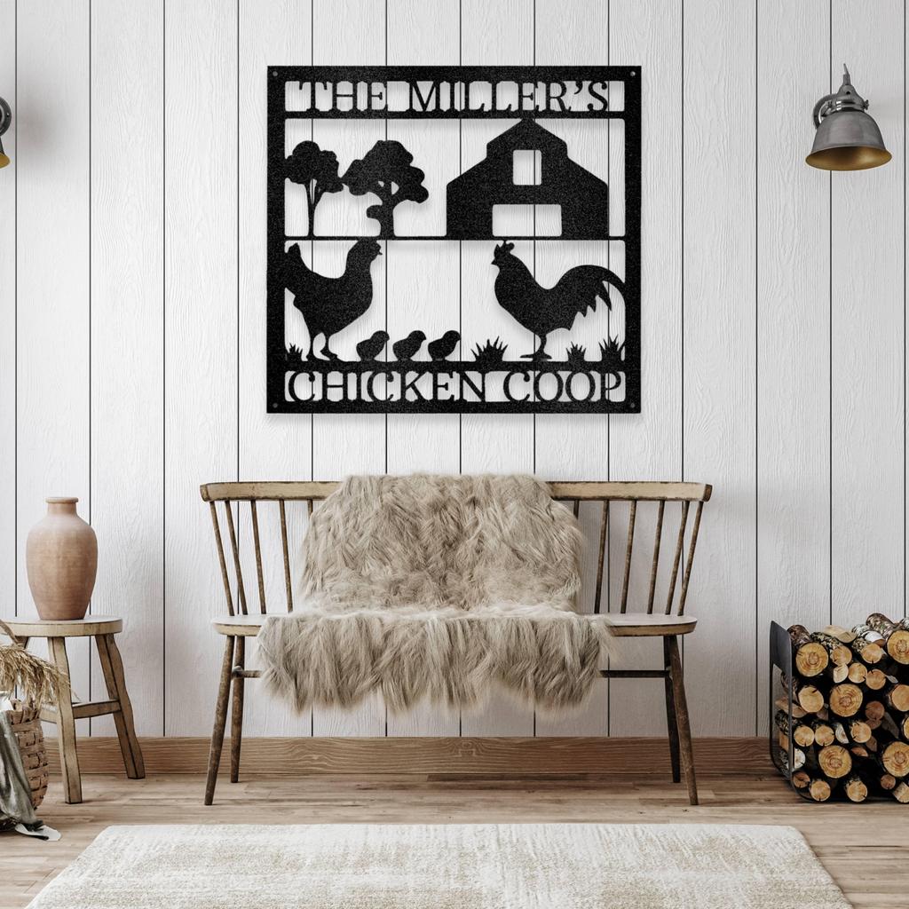 Personalized Chicken Coop Metal Art Sign