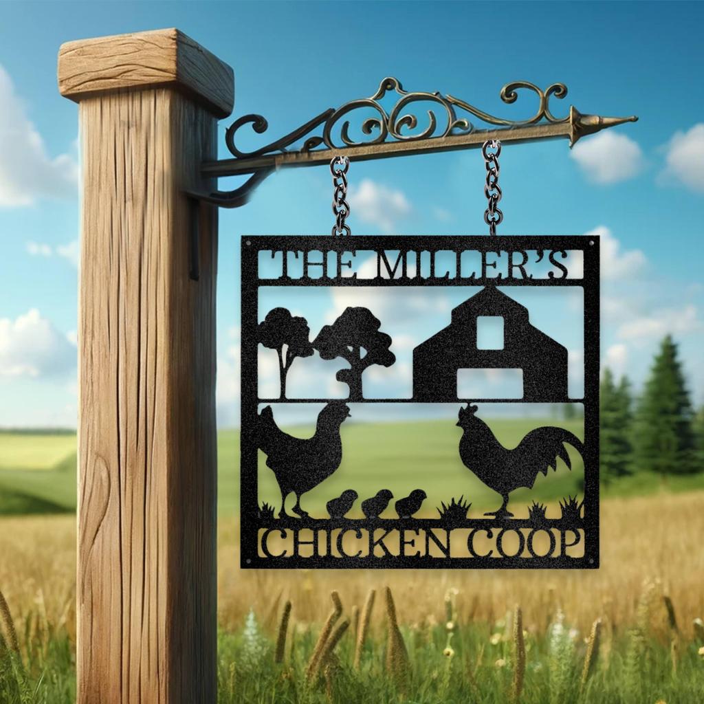 Personalized Chicken Coop Metal Art Sign