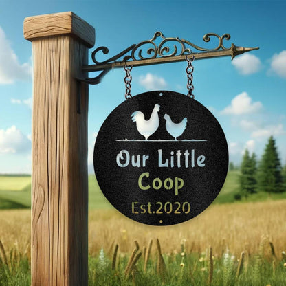 Personalized Chicken Coop Metal Art Sign