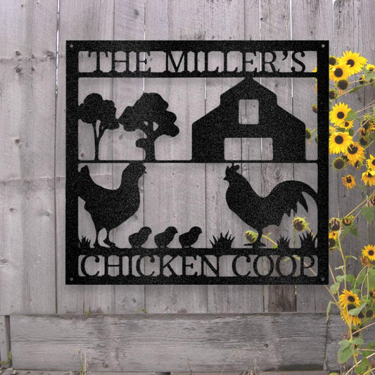 Personalized Chicken Coop Metal Art Sign