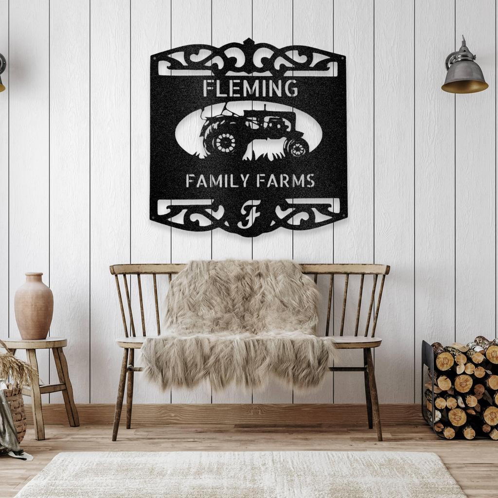 Personalized Classic Tractor Metal Art Sign