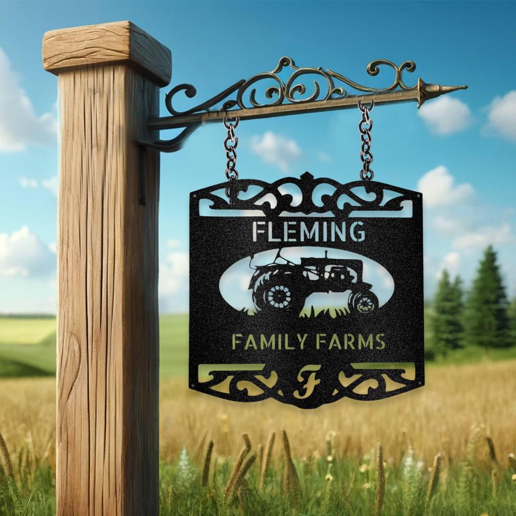 Personalized Classic Tractor Metal Art Sign