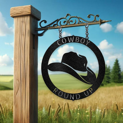 Personalized Cowboy Hat Metal Art Sign