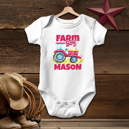Personalized Farm Boy Baby Bodysuit