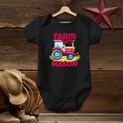 Personalized Farm Boy Baby Bodysuit