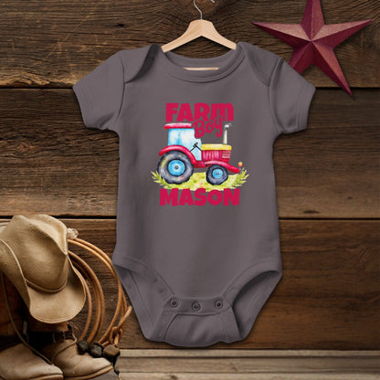 Personalized Farm Boy Baby Bodysuit