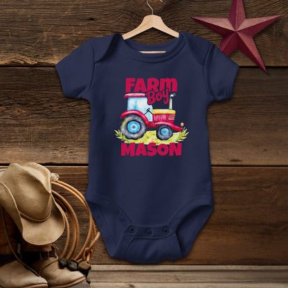 Personalized Farm Boy Baby Bodysuit