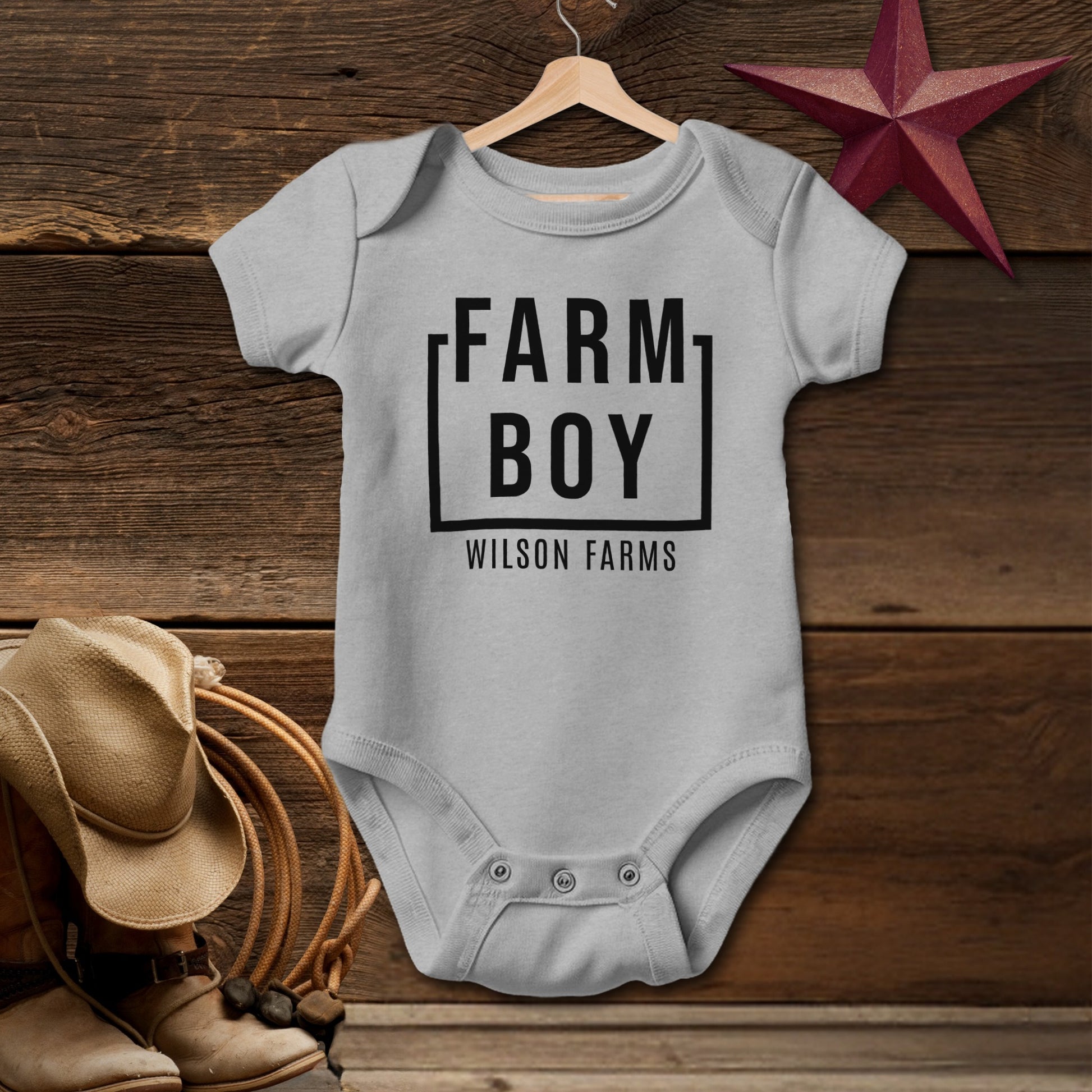 Personalized Farm Boy Bodysuit (Baby)
