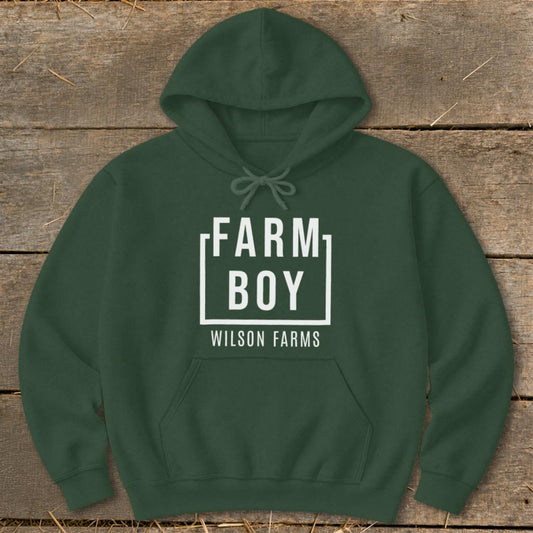 Personalized Farm Boy Hoodie - Forest Green