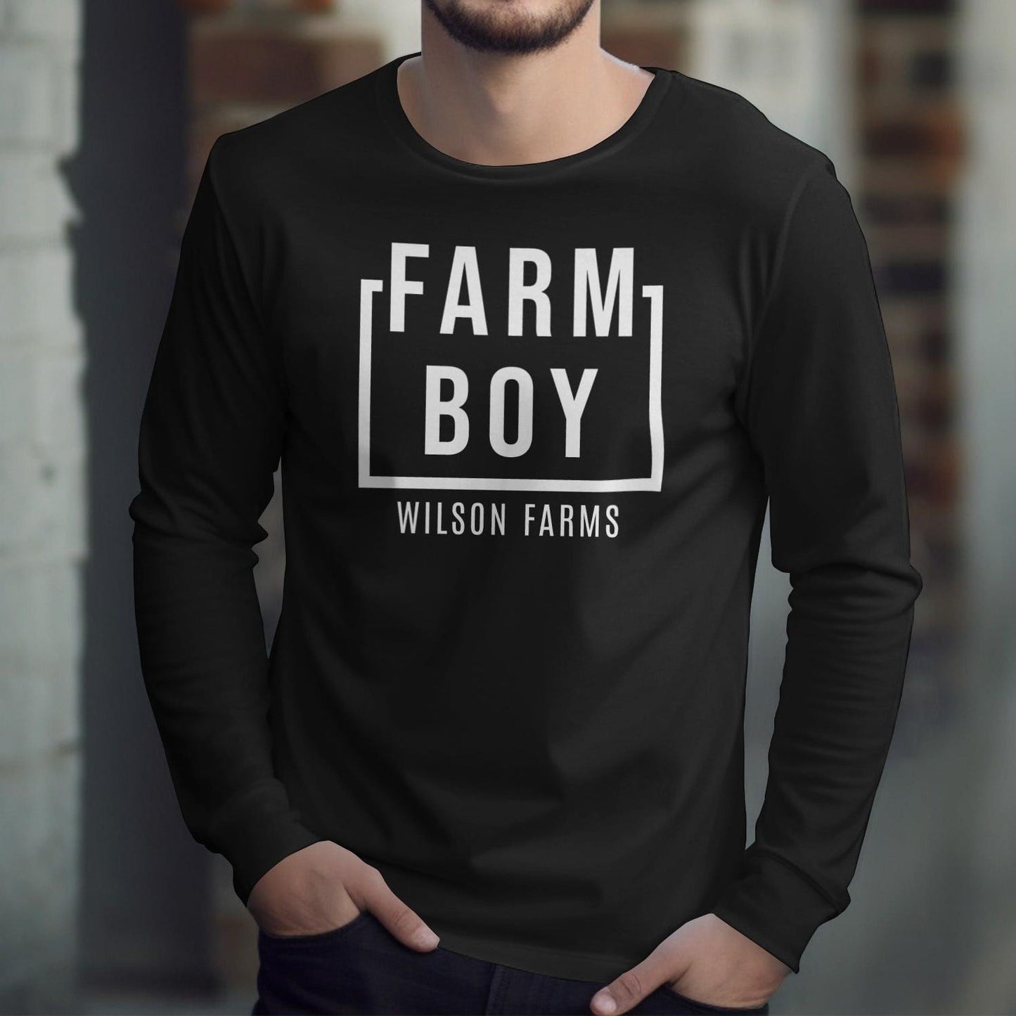Personalized Farm Boy Long Sleeve Tee