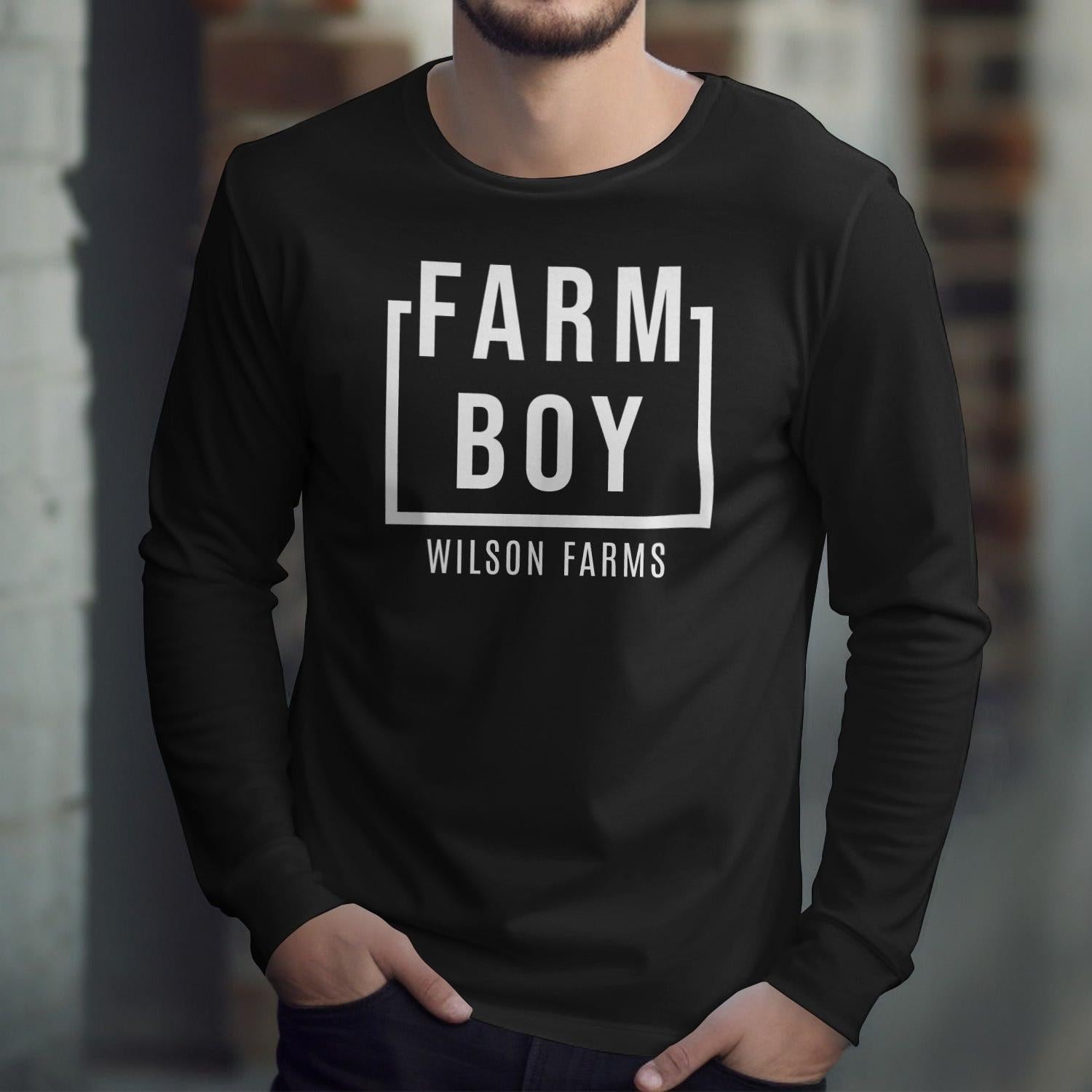 Personalized Farm Boy Long Sleeve Tee