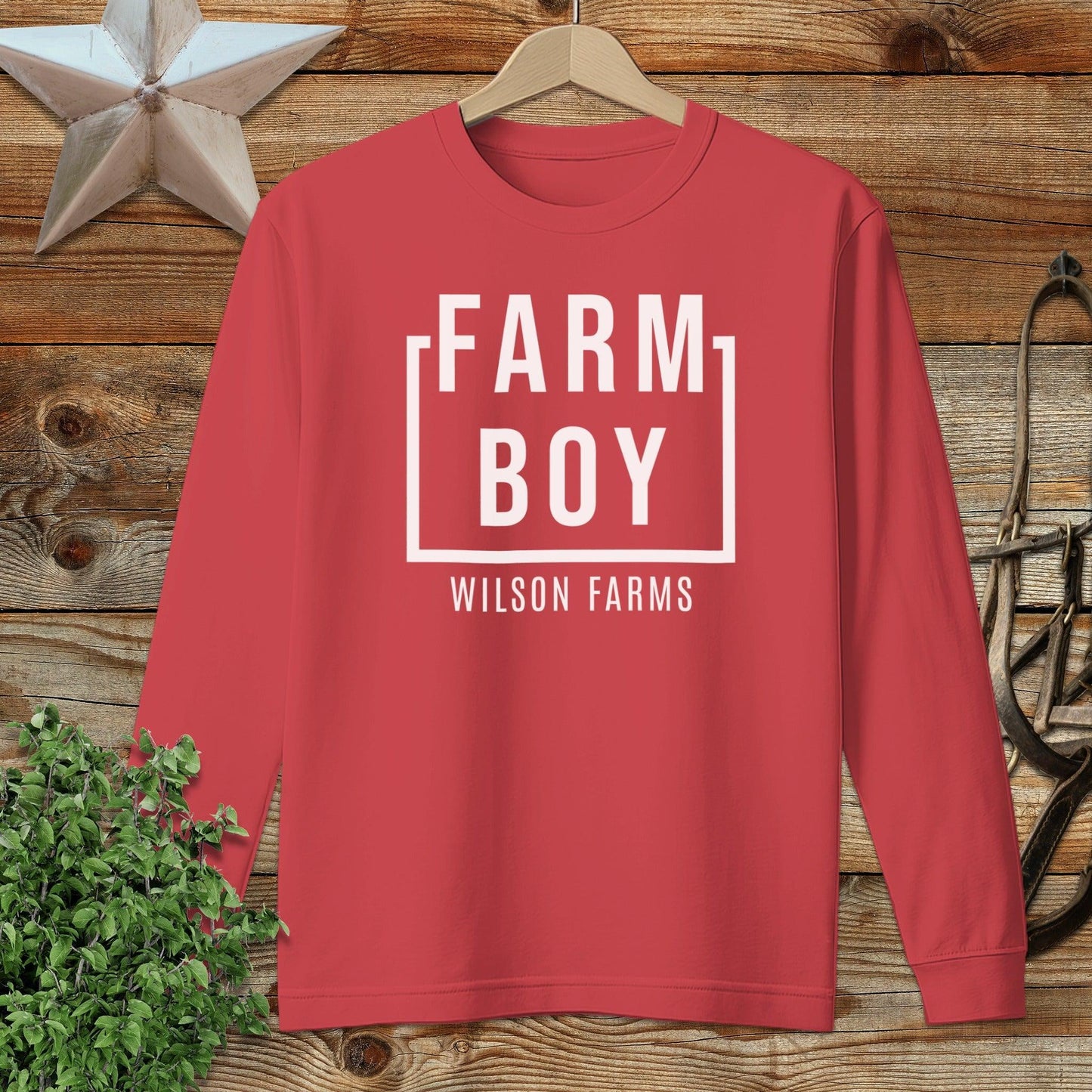 Personalized Farm Boy Long Sleeve Tee