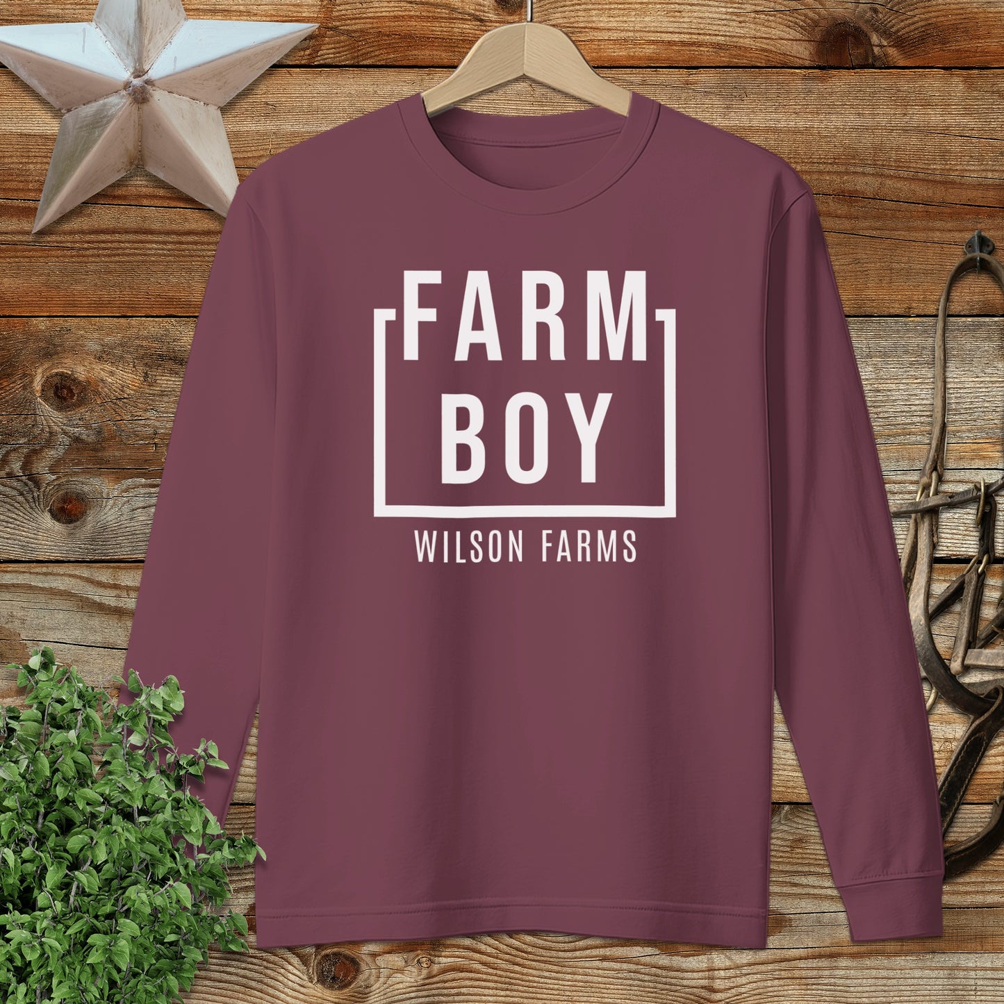 Personalized Farm Boy Long Sleeve Tee