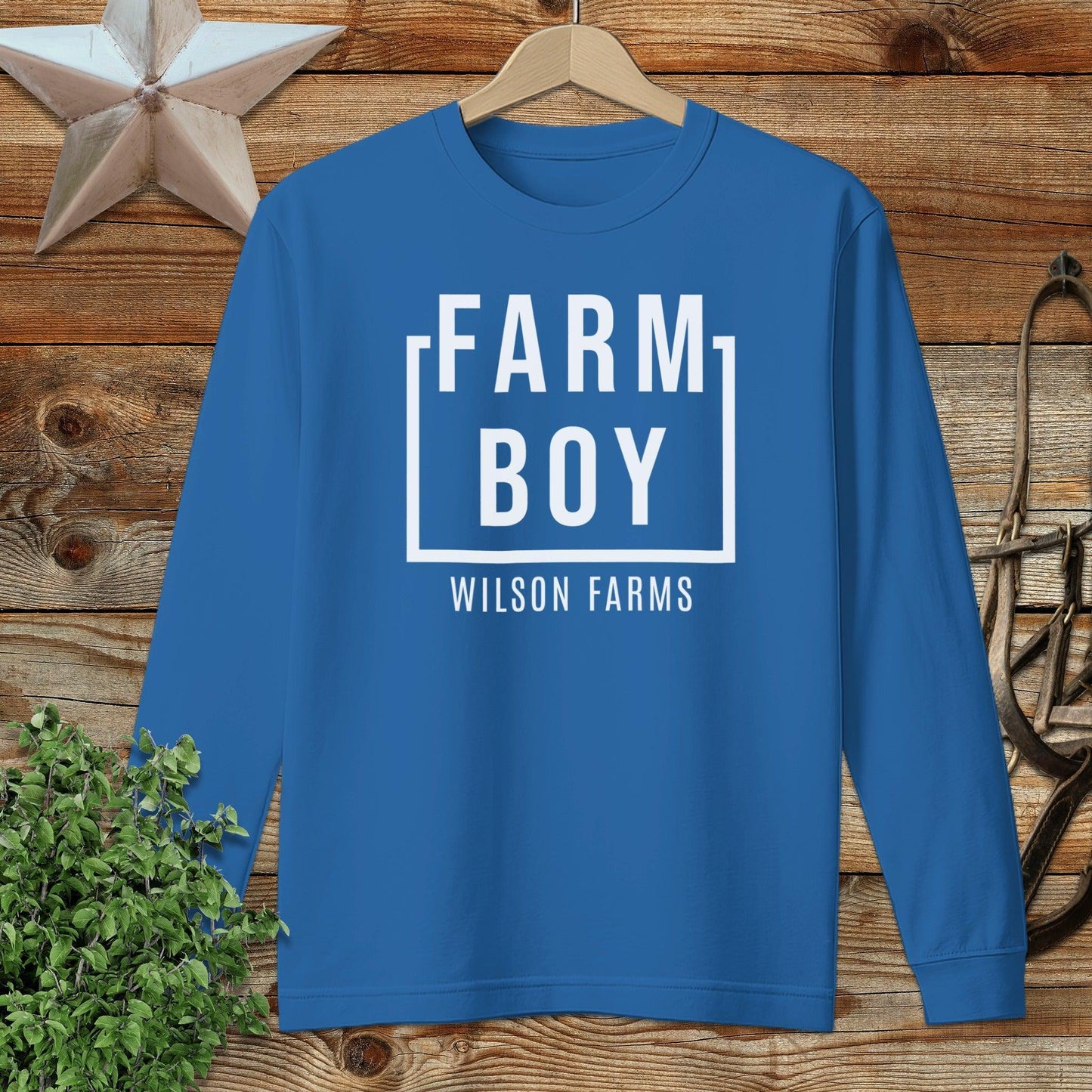 Personalized Farm Boy Long Sleeve Tee