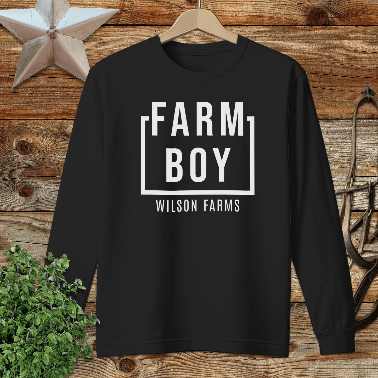 Personalized Farm Boy Long Sleeve Tee