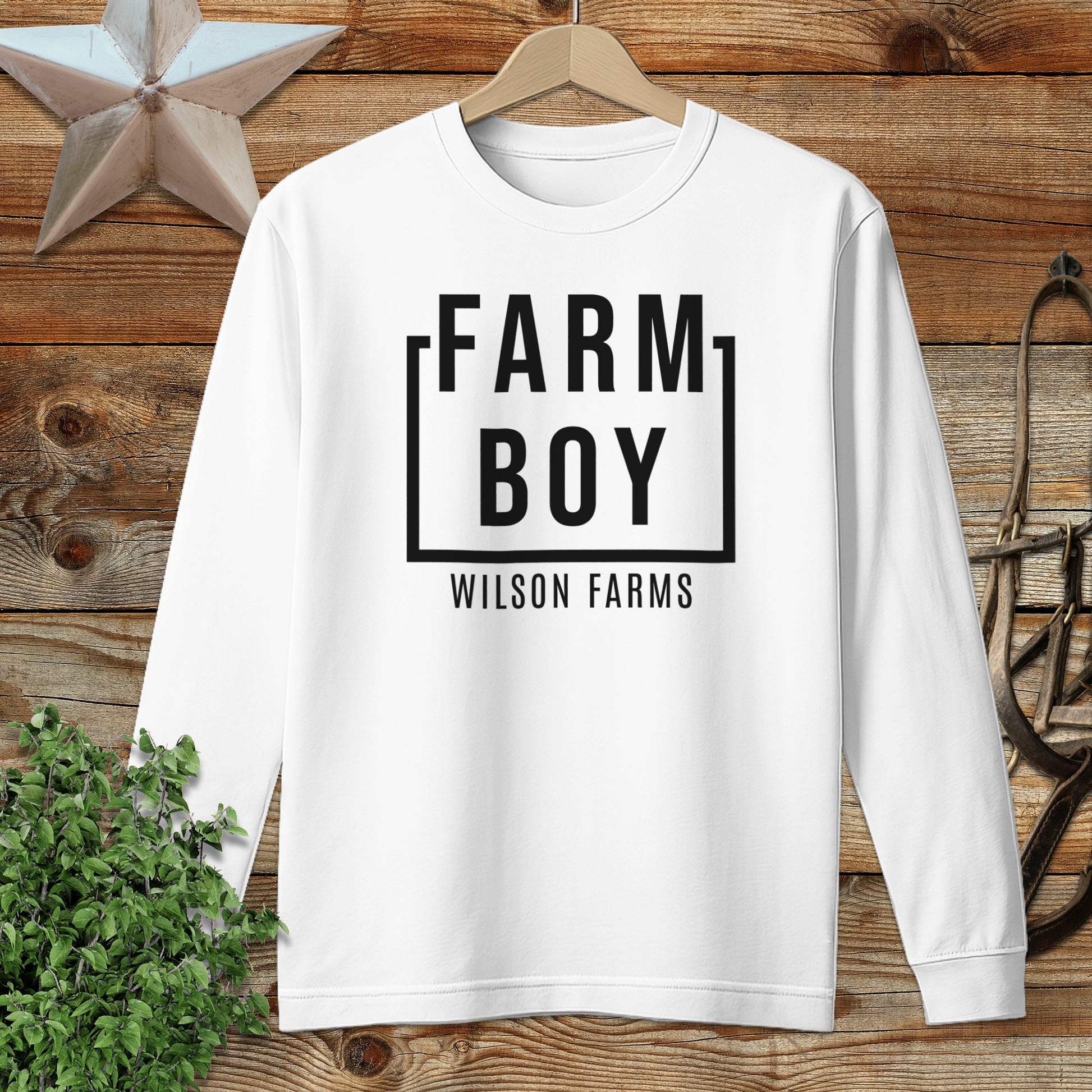 Personalized Farm Boy Long Sleeve Tee