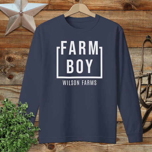 Personalized Farm Boy Long Sleeve Tee