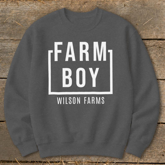 Personalized Farm Boy Sweatshirt - Dark Heather