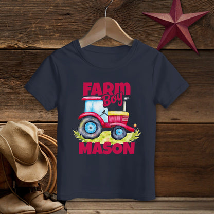 Personalized Farm Boy Tractor T-Shirt (Toddler)