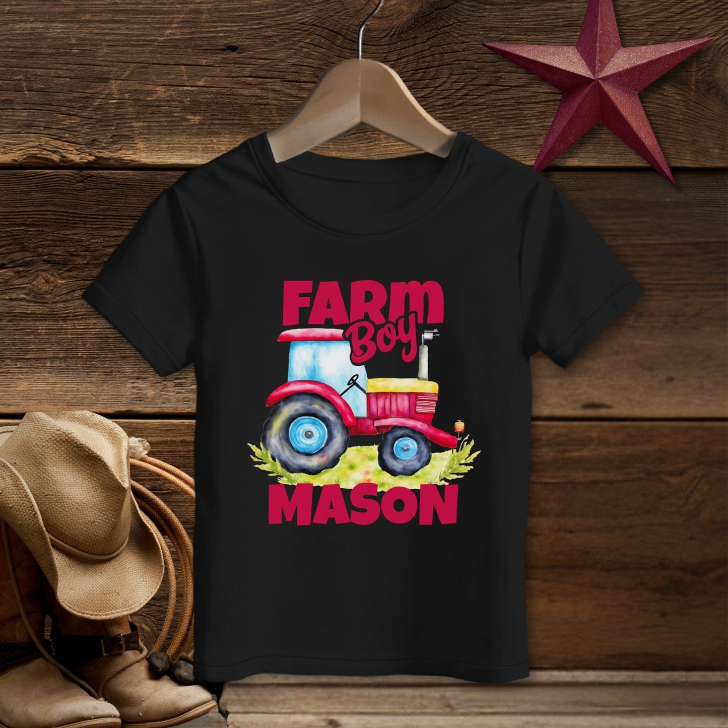 Personalized Farm Boy Tractor T-Shirt (Toddler)