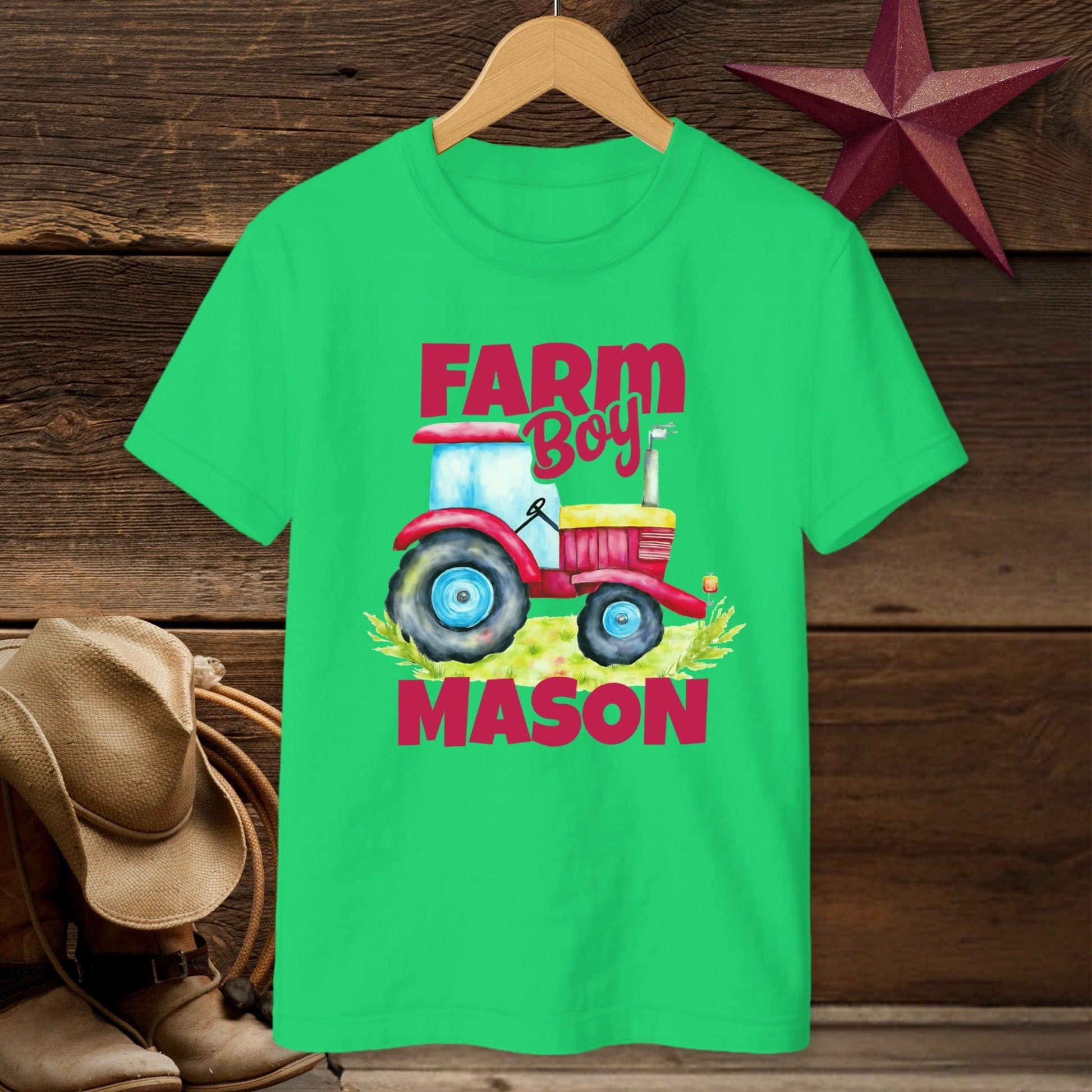 Personalized Farm Boy Tractor T-Shirt (Youth)