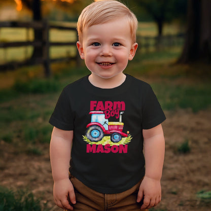 Personalized Farm Boy Tractor T-shirt (Toddler)