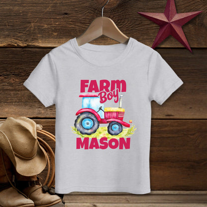 Personalized Farm Boy Tractor T-shirt (Toddler)
