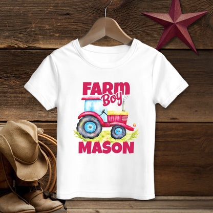 Personalized Farm Boy Tractor T-shirt (Toddler)