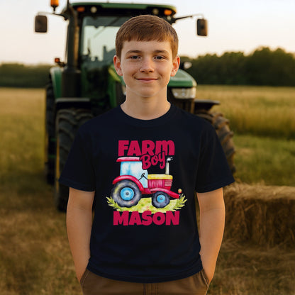 Personalized Farm Boy Tractor T-shirt (Youth)