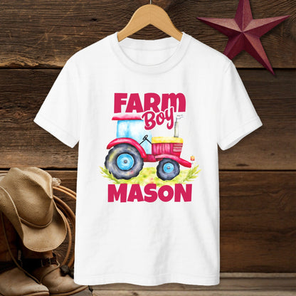 Personalized Farm Boy Tractor T-shirt (Youth)